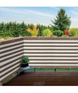 Ideaworks 15&#39;Lx3&#39;H Outdoor Privacy Screen Brown And White Striped - £18.66 GBP