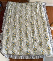 Laura Ashley Comforter Shabby Chic ruffle Blue Floral Striped Twin Vinta... - $57.42