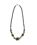 Boho Chunky Black Gold Beaded Stones Discs Necklace Womens Costume Jewelry - $355.92 MXN