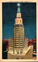 Vintage POSTCARD- Electric Building At Night, Buffalo, Ny BK27 - £1.57 GBP