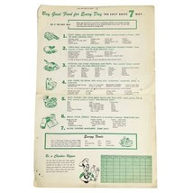 Vtg 1910&#39;s Healthy Food Chart Leaflet Extension Food Marketing Program NY NJ - £7.56 GBP