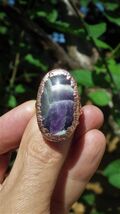 Electroformed copper   Chevron amethyst ring   Dogtheeth amethyst jewelry - $34.41