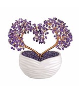Amethyst Crystals Heart Money Tree Reiki Healing Gemstones Quartz Bonsai... - £56.55 GBP