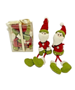Christmas Napkin Holders Lot of 4 Santa Claus Fabric and Wood Unique - £9.89 GBP