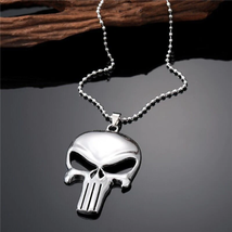 Punisher Silver Metal Skull Emblem Pendant Necklace Key Chain Rear View Mirror - £3.58 GBP