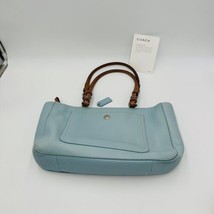 Coach Women&#39;s Hand Bag Light Blue Pebbled Leather Bag Rectangular - £55.46 GBP