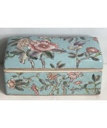 Embossed Porcelain Blue Floral Rectangular Trinket Box  - £9.24 GBP
