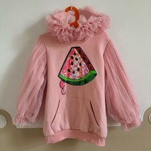 Lola and the Boys Girls 8-9 Ruffle Pink Watermelon Tulle Sleeves Hoodie ... - $827.93 MXN