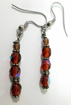 Handmade Dangle Earrings with AB Style Beads - £6.25 GBP