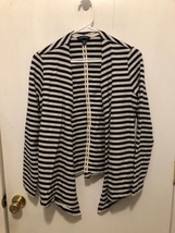 Lands End Womens SZ Small 6-8 Striped Open Front Cardigan w/ Pockets EUC - £11.84 GBP