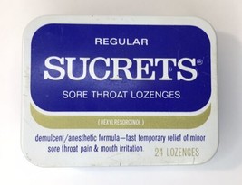 Vintage SUCRETS Throat Lozenges Tin, Throat-Medicine Tin in Great Shape EMPTY - £12.18 GBP