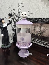 Cobwebs &amp; Cauldron Halloween Skull Glass Lavender Purple Candy Jar - £31.49 GBP