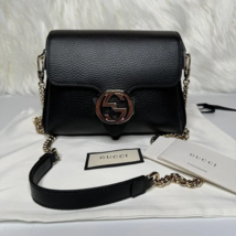 Gucci Dollar Calfskin Interlocking G Black Small Crossbody Bag - £1,005.76 GBP