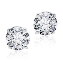2.11 Carat Round Brilliant Cut Diamond Stud Earrings 14K White Gold - £3,910.51 GBP