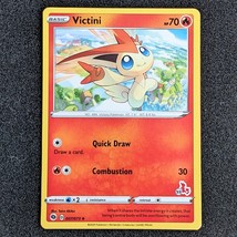 Champion&#39;s Path Pokemon Card: Victini 007/073, #53 Cinderace Stamped - £3.87 GBP