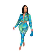 Autumn Leaf Print Blouses &amp; Pants Suit - €46,05 EUR+