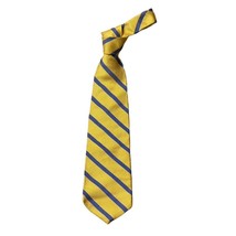 Jos A Bank Men&#39;s Necktie Hand Sewn Silk Yellow Blue Striped Repp 59.5&quot;x3.5&quot; - £9.84 GBP