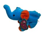 Elephant Beanbag Plush Stuffed Animal 9&quot; Blue Orange Avon Full O&#39; Beans ... - £4.60 GBP