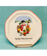Vintage Papel California small Christmas plate made in Japan snowman ani... - £3.91 GBP