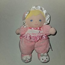 Garanimals My Best Friend Pink Plush Baby Doll Rattle Lovey Blond Hair B... - £12.36 GBP