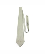Vintage 1960s–70s Gimbels White Jacquard Wide Tie 55x4 w/ Embroidered Crest - $24.00