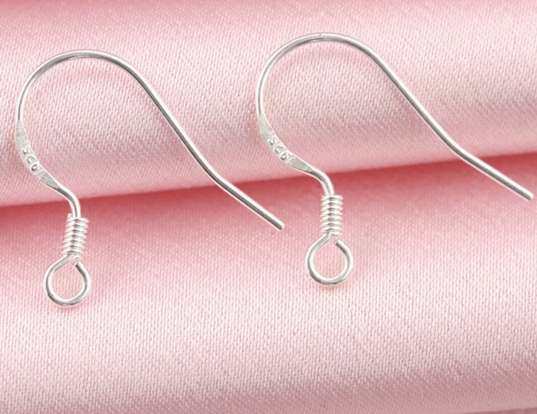 10/20/50 Pieces Genuine French 925 Sterling Silver Earring Findings Hook... - $1.95+