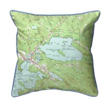 Betsy Drake Lake Wentworth, NH Nautical Map Small Corded Indoor Outdoor Pillow - £39.46 GBP