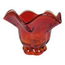 Vintage L.E Smith Amberina Handkerchief Glass Candy Dish Bowl Vase - £38.85 GBP