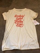 Small LuLaRoe Liv Shirt &quot;Looking good feeling fine&quot; NWT Beige Tee - £14.66 GBP