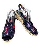 Clarks Artisan Petrina Rhea Navy Floral Canvas Wedge Sandal 11 New - £38.64 GBP