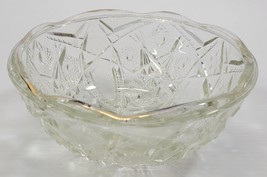 AP2) Vintage 8&quot; Gold Tone Rim McKee Jeanette Fentec Thick Glass Candy Fruit Bowl - £15.51 GBP