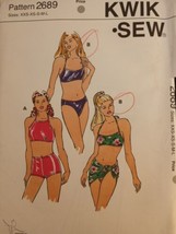 Kwik Sew 2689 Pattern Misses&#39; Swimsuits &amp; Wrap Two-piece Bikini XXS-L VTG UC - £11.51 GBP