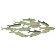 28 Inch Metal Tropical School Of Fish Wall Hanging Sculpture Nautical Art - £46.71 GBP