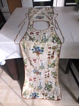 Vintage Full Length Dress 2 Sided Botanical Pattern Kitchen Apron 90&quot; - £18.07 GBP