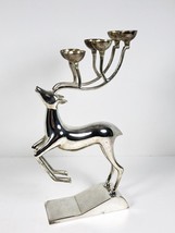 Vintage Godinger Silver Reindeer Deer Candle Holder Christmas Holiday Shiny - £13.28 GBP