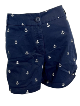 Crown &amp; Ivy Navy Blue and White Anchor Print Flat Front Shorts Size 12 - $12.34