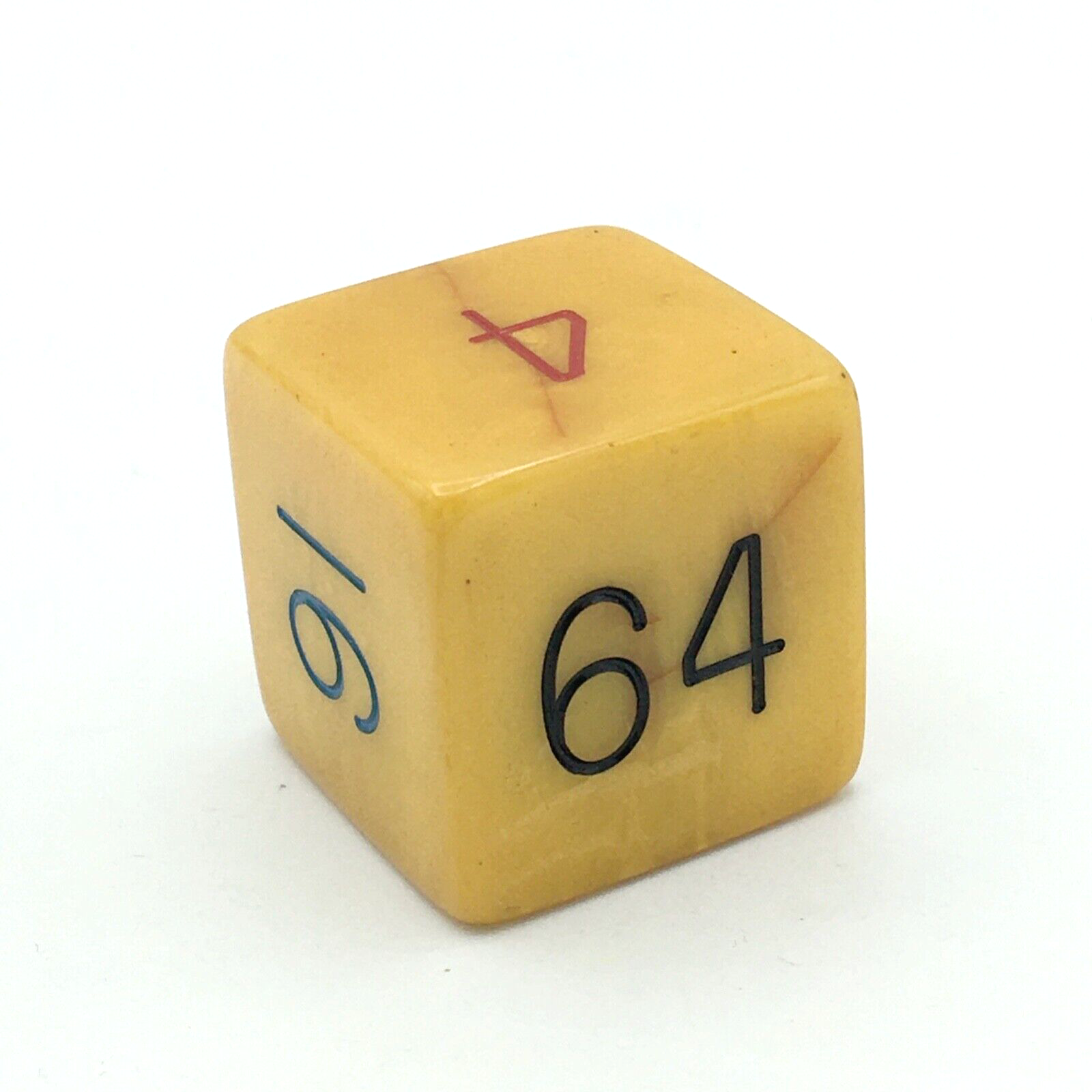 BACKGAMMON butterscotch bakelite doubling cube - jumbo 1.5" tricolor number dice - $575.00