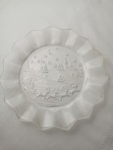 Mikasa Frosted Glass Plate Christmas Silent Night Santa, Sleigh &amp; Reindeer 9.5&quot; - £8.89 GBP