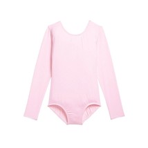 Danskin Childs Long Sleeve Leotard Petal Pink Scoop Neck Bodysuit Class M L - £10.25 GBP