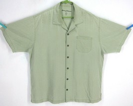 Tommy Bahama Men&#39;s (Xl) Green Silk BUTTON-FRONT Short Sleeve Textured Shirt Euc - £27.43 GBP