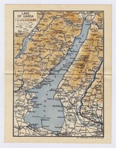 1937 Original Vintage Map Of Lake Garda Lago Di Garda Benaco / Italy - £13.66 GBP