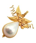 Vintage! Carolyn Tyler 22k Yellow Gold Mabe Pearl Diamond Pendant Pin Br... - $103,664.20 MXN
