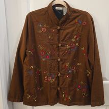 WHITE STAG Vintage Boho Brown Embroidered Jacket Sz M Asian Inspired Fal... - $39.59