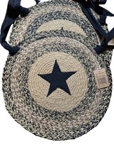 VHC Brands Kettle Grove Appliique Star Jute chair pad set of 2 - New - $22.76