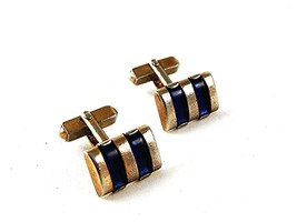 1960&#39;s Gold Tone &amp; Blue Cufflnks By SWANK 91616 - £18.02 GBP