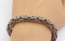 BALI 925 Silver - Vintage Dark Tone Byzantine Link Chain Bracelet - BT2470 - £164.26 GBP