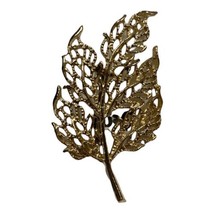 Vintage Gerry&#39;s Gold tone Filigree Fall Large Statement Oak Leaf Brooch 2 3/8”  - £14.87 GBP