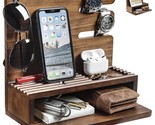 Solid Wood Charging Station Storage/Nightstand Organizer For Multiple De... - $66.99