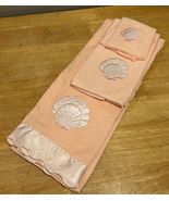Vtg 3 Pc Cannon Peach Sea Shell Embroidered Bathroom Towel Set Bath/Hand... - $722.60 MXN