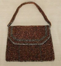 Lovely vintage copper colored sead bead clutch purse                B9 - £19.33 GBP